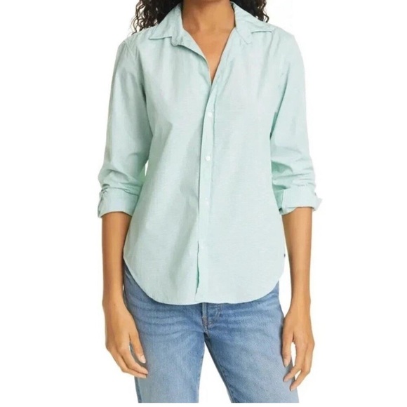 Frank & Eileen Frank Poplin Button Down Shirt Micro Check Mint Green Size Large - Picture 1 of 5